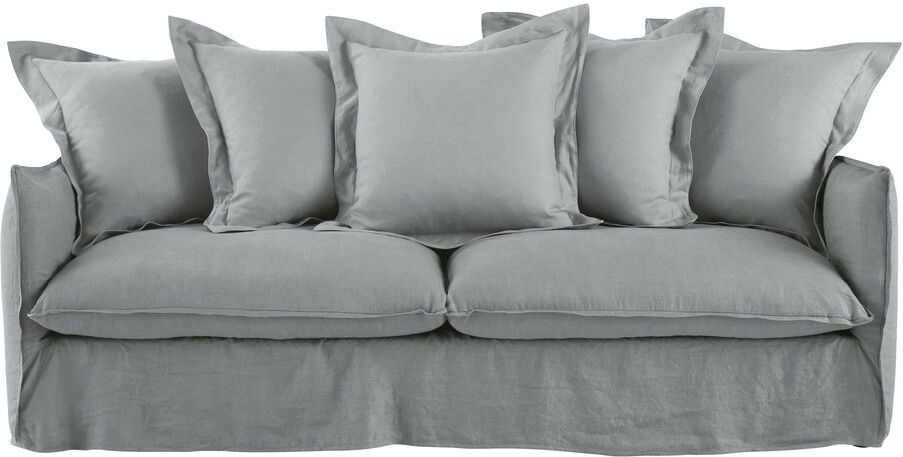 Maisons du Monde Canapé-lit 3/4 places en lin lavé gris clair Barcelone Maisons du Monde Canapé-lit 3/4 places en lin lavé gris clair Barcelone