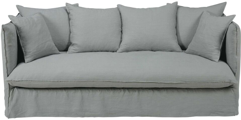 Maisons du Monde Canapé-lit 3/4 places en lin lavé gris clair Louvain Maisons du Monde Canapé-lit 3/4 places en lin lavé gris clair Louvain