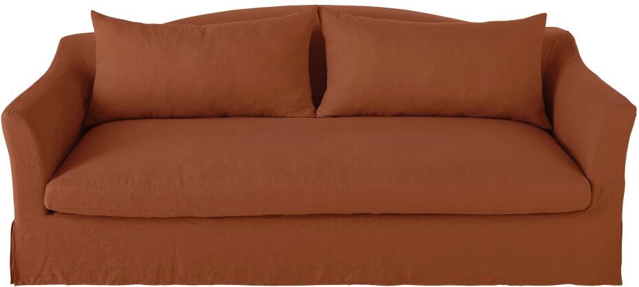 Maisons du Monde Canapé-lit 3/4 places en lin terracotta Anaelle Maisons du Monde Canapé-lit 3/4 places en lin terracotta Anaelle