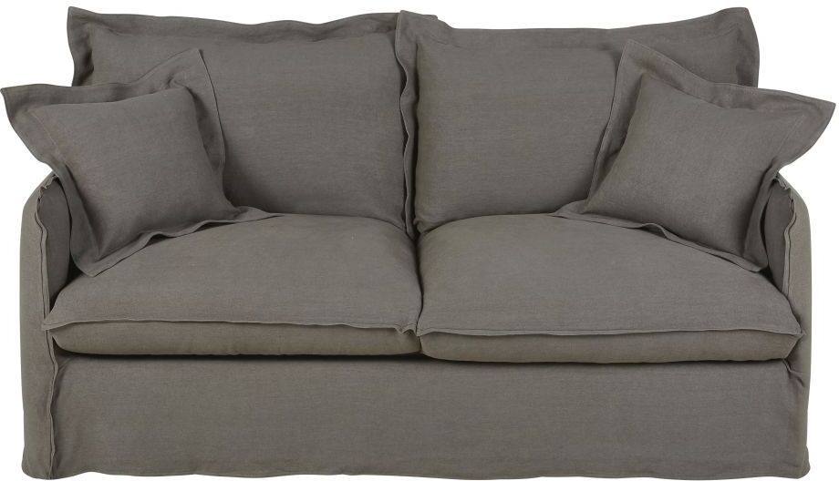 Maisons du Monde Canapé-lit 3 places en lin épais gris, matelas 14 cm Barcelone Maisons du Monde Canapé-lit 3 places en lin épais gris, matelas 14 cm Barcelone