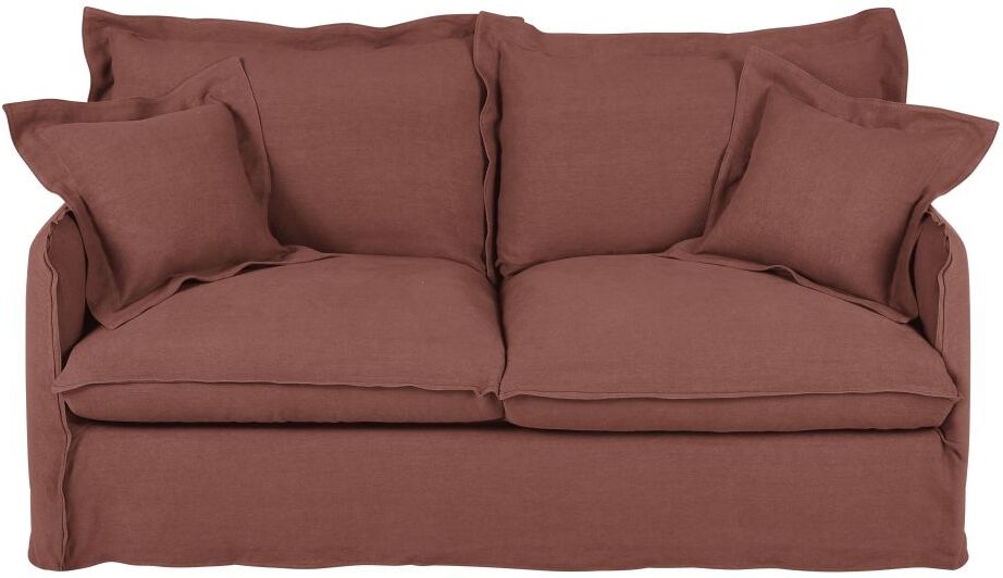 Maisons du Monde Canapé-lit 3 places en lin épais rouge rhubarbe, matelas 14 cm Barcelone Maisons du Monde Canapé-lit 3 places en lin épais rouge rhubarbe, matelas 14 cm Barcelone