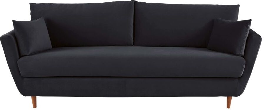 Maisons du Monde Canapé-lit 3 places en velours gris anthracite Prague Maisons du Monde Canapé-lit 3 places en velours gris anthracite Prague