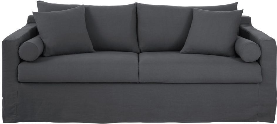 Maisons du Monde Canapé-lit 4 places en lin gris anthracite Francisco Maisons du Monde Canapé-lit 4 places en lin gris anthracite Francisco