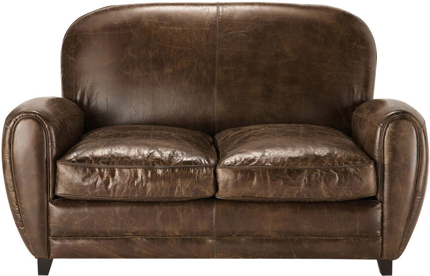 Maisons du Monde Canapé vintage 2 places en cuir marron Oxford Maisons du Monde Canapé vintage 2 places en cuir marron Oxford