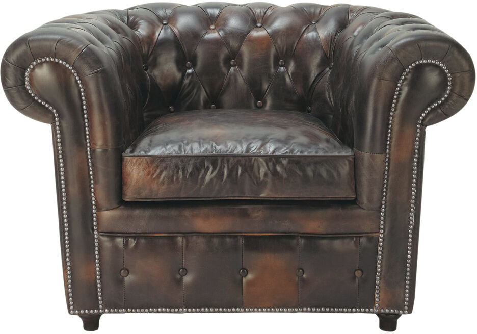 Maisons du Monde Fauteuil capitonné en cuir moka Chesterfield Maisons du Monde Fauteuil capitonné en cuir moka Chesterfield