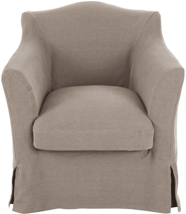 Maisons du Monde Fauteuil en lin beige ficelle effet vieilli Anaelle Maisons du Monde Fauteuil en lin beige ficelle effet vieilli Anaelle