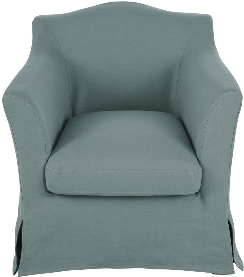 Maisons du Monde Fauteuil en lin froissé bleu céladon Anaelle Maisons du Monde Fauteuil en lin froissé bleu céladon Anaelle