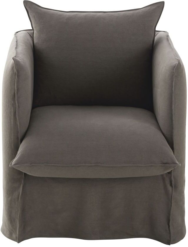 Maisons du Monde Fauteuil en lin gris effet vieilli Louvain Maisons du Monde Fauteuil en lin gris effet vieilli Louvain