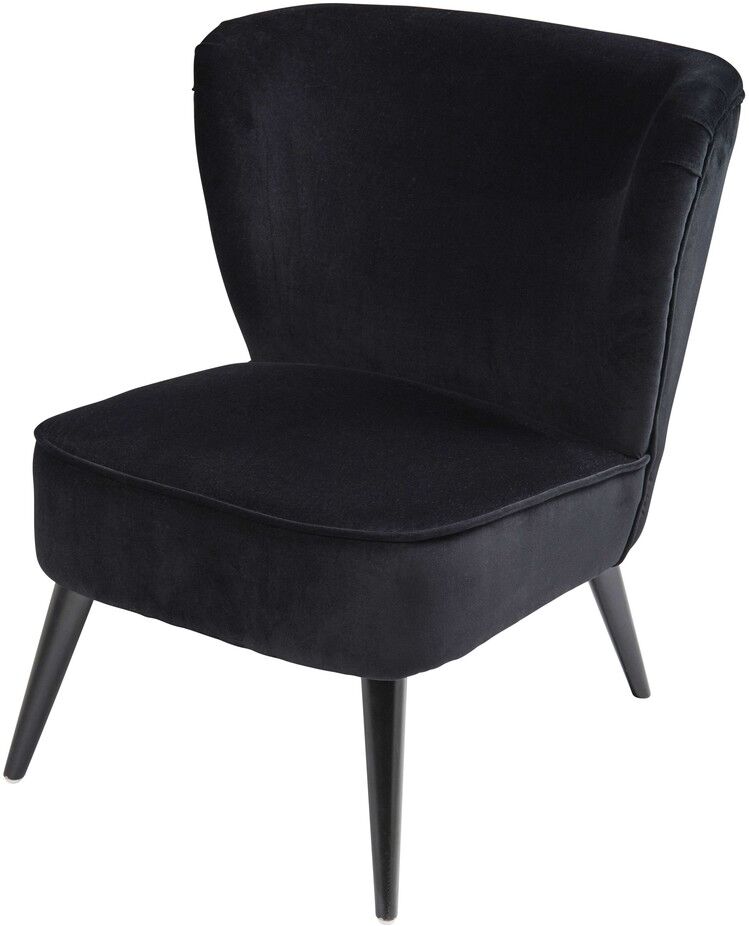 Maisons du Monde Fauteuil en velours de coton noir Palm Maisons du Monde Fauteuil en velours de coton noir Palm