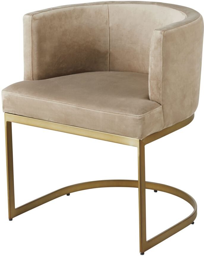 Maisons du Monde Fauteuil en velours taupe pieds en métal coloris laiton Requiem Maisons du Monde Fauteuil en velours taupe pieds en métal coloris laiton Requiem