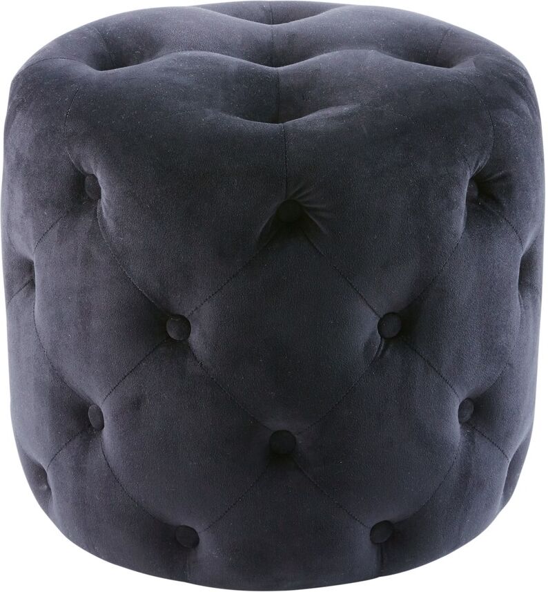 Maisons du Monde Pouf capitonné en velours noir