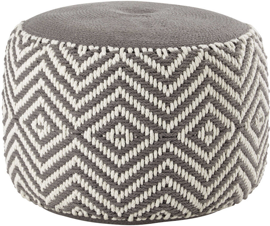 Maisons du Monde Pouf en coton gris et blanc Maisons du Monde Pouf en coton gris et blanc