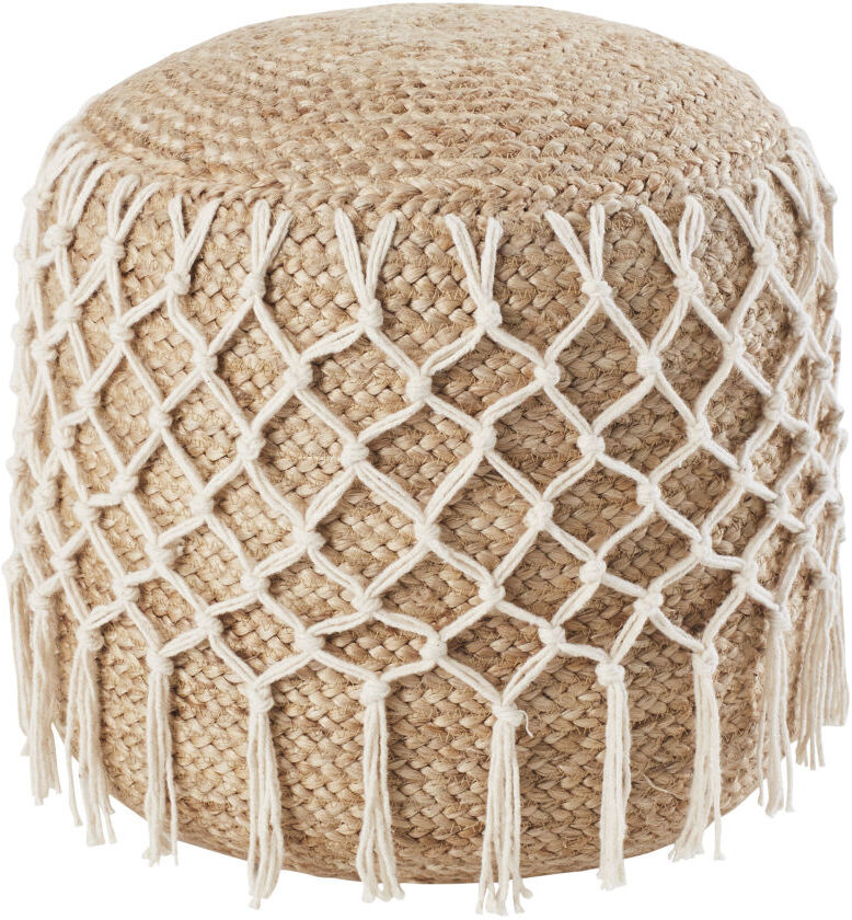 Maisons du Monde Pouf en jute tressé et corde en coton écru Maisons du Monde Pouf en jute tressé et corde en coton écru