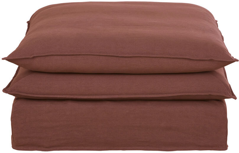Maisons du Monde Pouf pour canapé modulable en lin épais rouge rhubarbe Pompei Maisons du Monde Pouf pour canapé modulable en lin épais rouge rhubarbe Pompei