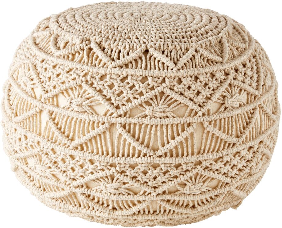 Maisons du Monde Pouf tressé en coton macramé