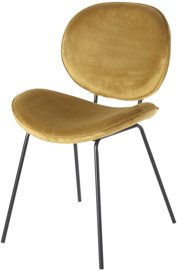 Maisons du Monde Chaise en velours ocre et métal noir Jaune 55x83x54cm