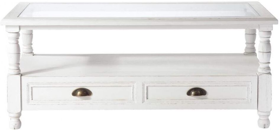 Maisons du Monde Table basse 2 tiroirs blanche Blanc 110x45x55cm