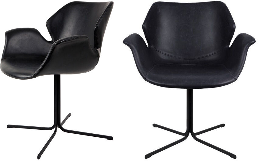 Zuiver 2 fauteuils de table design noir Noir 62x80x66cm