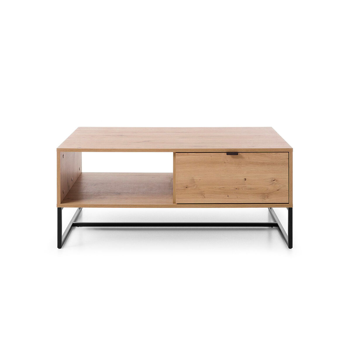 Petits meubles Table basse 1 tiroir naturelle et métal Beige 104x44x68cm