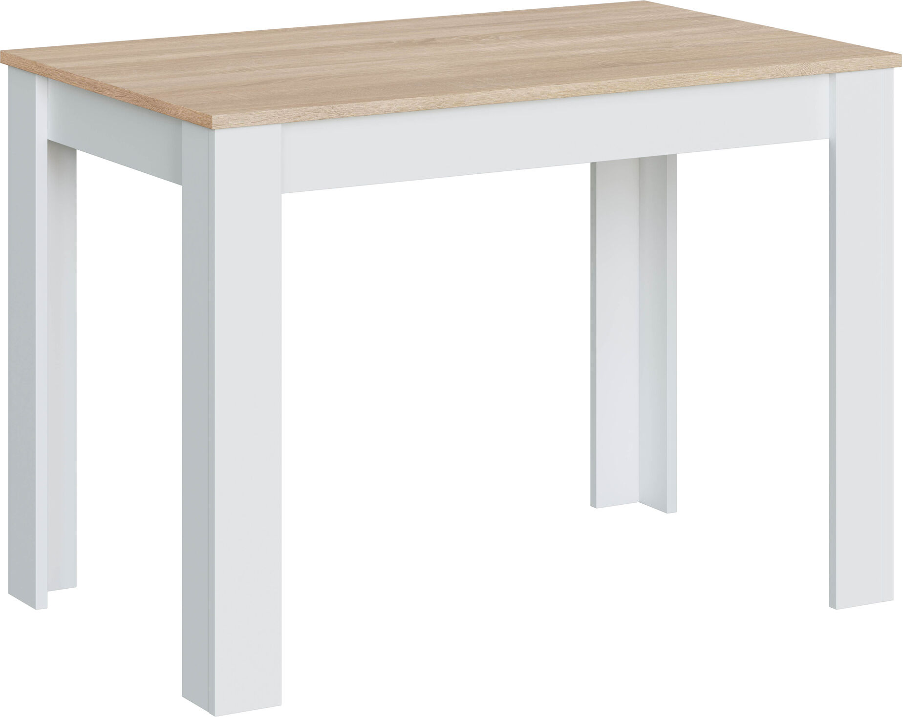 HOMN Table fixe couleur chêne et blanc, Table de cuisine, longueur 109 cm Blanc 109x78x67cm