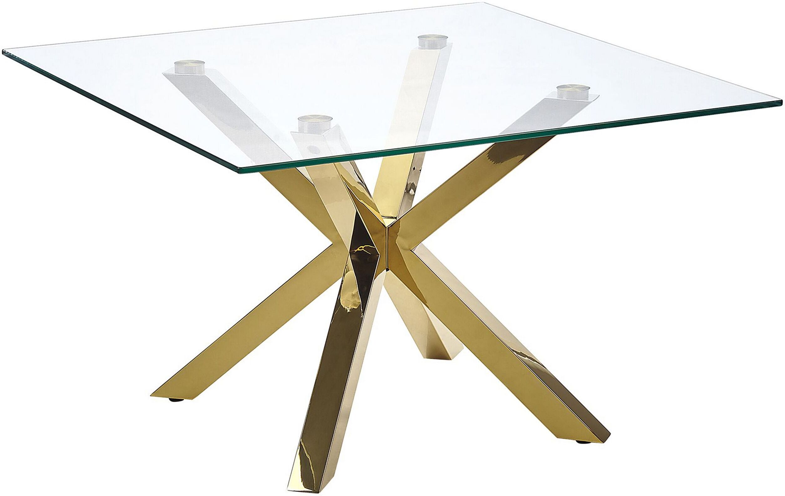 Beliani Table basse en verre avec pieds dorés 70 x 70 cm Or 70x44x70cm