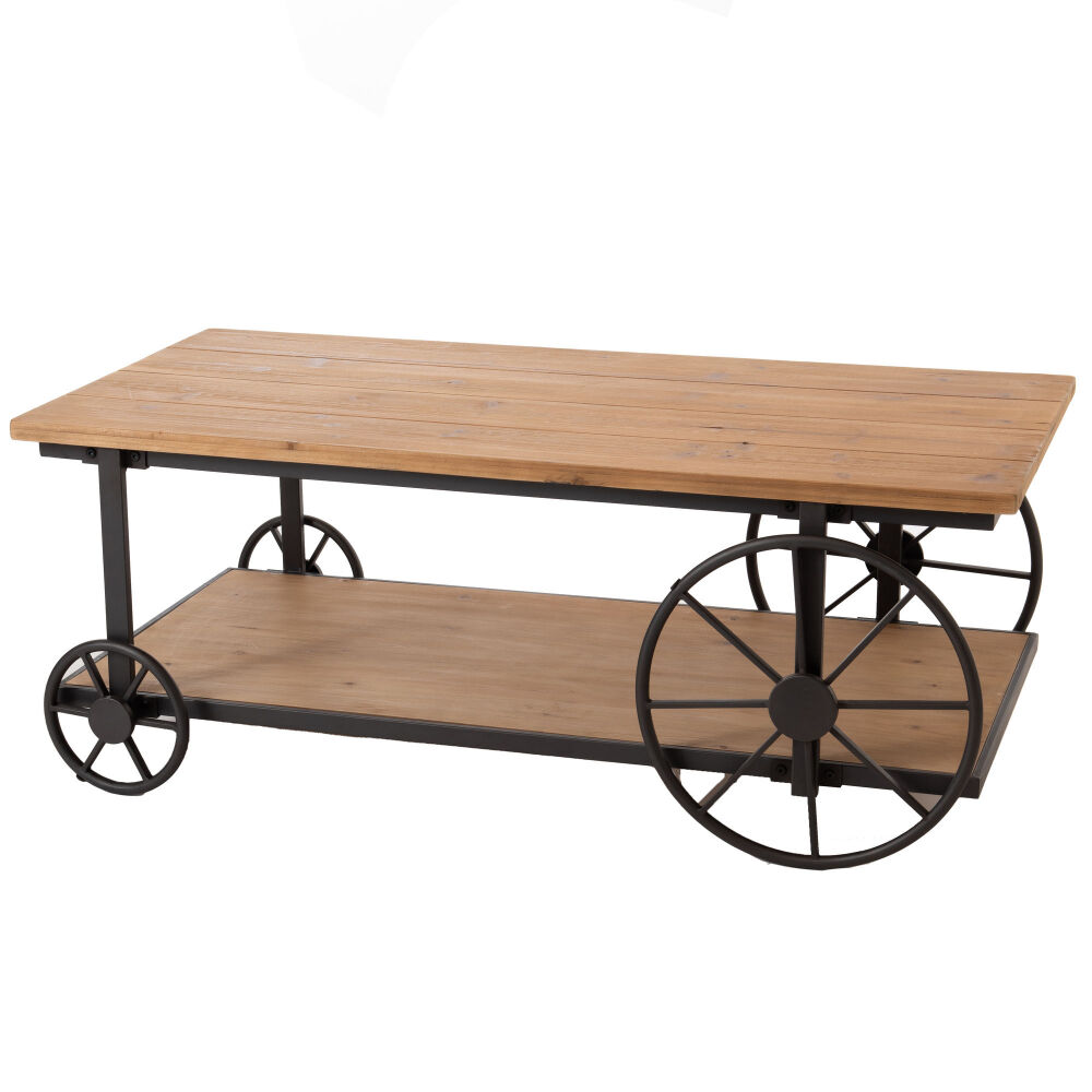 Amadeus Table basse sur roue marron en bois H46 Marron 60x46x120cm