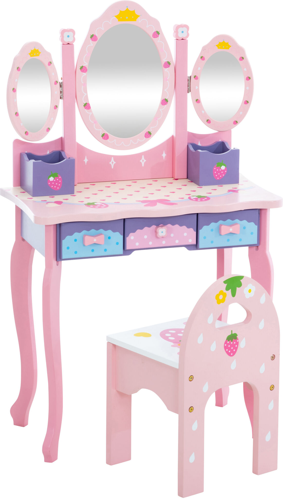 CLP Coiffeuse pour enfant avec tabouret en bois Rose Rose 60x101x31cm