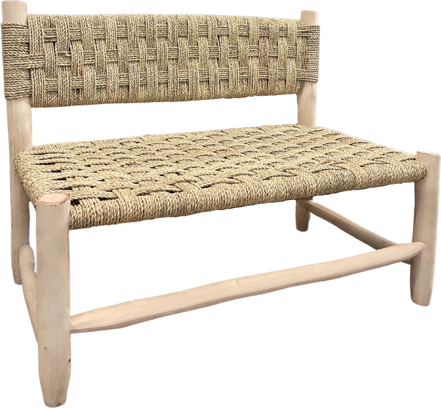 Home Maison Grande banquette bois marocaine naturel 100 cm Beige 0x76x100cm