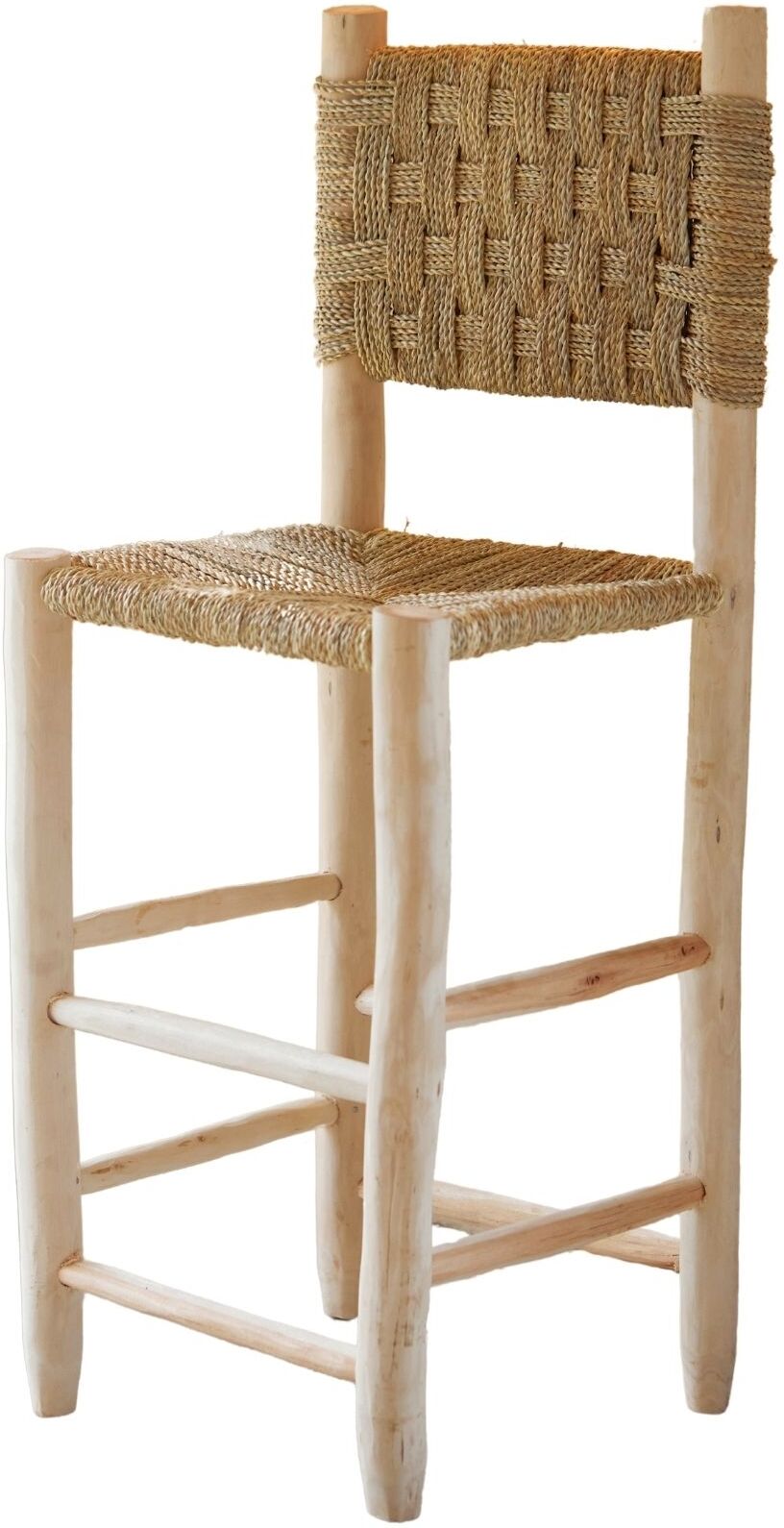 Home Maison Tabouret de bar bois avec dossier naturel 40x40x108 cm Beige 0x108cm