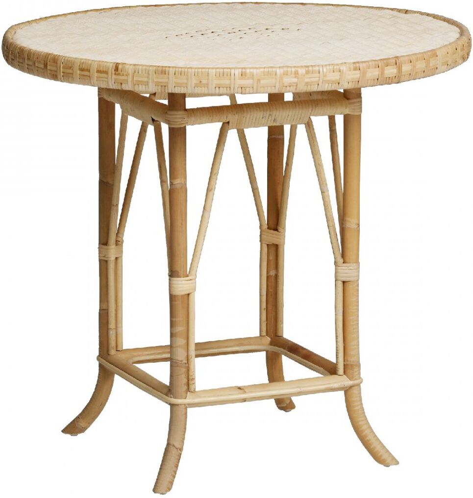 Kok Maison Table guéridon en rotin naturel beige Beige 80x75x80cm