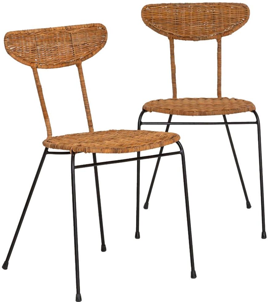 Made in Meubles Lot de 2 chaises en rotin bois foncé 50x42 cm Marron 50x77x42cm