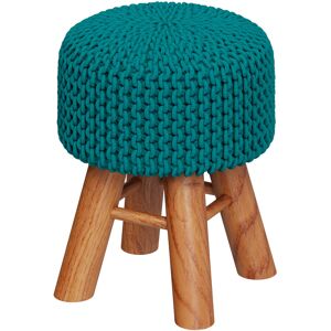 Rendez-Vous Deco Petit tabouret tricot en coton vert celadon Vert 30x40x30cm