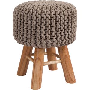 Rendez-Vous Deco Petit tabouret tricot en coton taupe Taupe 30x40x30cm