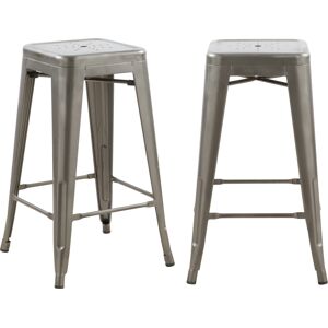 Rendez-Vous Deco Tabouret pour îlot central 66 cm metal chrome brillant (lot de 2) Argent 41x66x41cm