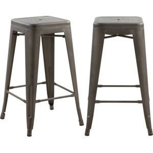 Rendez-Vous Deco Tabouret pour îlot central 66 cm en metal gris mat (lot de 2) Gris 41x66x41cm