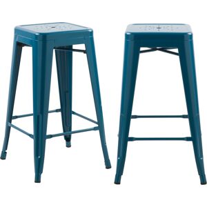 Rendez-Vous Deco Tabouret pour îlot central 66 cm en metal bleu mat (lot de 2) Bleu 41x66x41cm