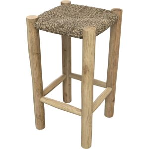 Rendez-Vous Deco Tabouret pour îlot central 65 cm en jonc de mer et teck Marron 35x65x35cm