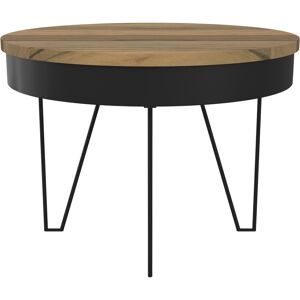 Rendez-Vous Deco Table basse ronde en bois d'acacia et metal noir D60 cm Noir 70x45x70cm