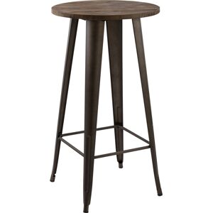 Rendez-Vous Deco Table de bar ronde 2 personnes en bois fonce D60 cm Noir 60x105x60cm