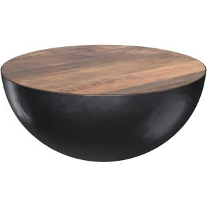 Rendez-Vous Deco Table basse ronde en bois massif et metal D90 cm Noir 90x38x90cm