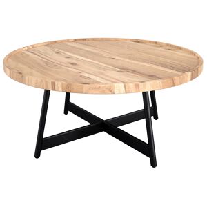 Rendez-Vous Deco Table basse ronde en bois d'acacia et metal D90 cm Marron 90x40x90cm