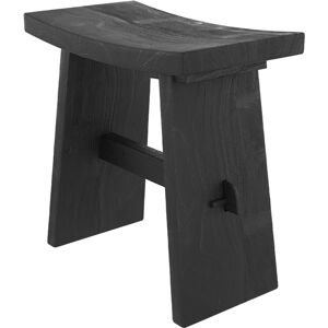 Rendez-Vous Deco Tabouret en bois de teck recycle peint en noir Noir 45x46x25cm