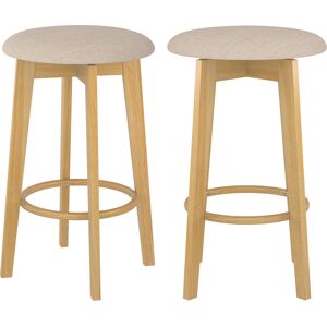 Rendez-Vous Deco Tabouret pour îlot central 66 cm en tissu beige (lot de 2) Beige 38x66x38cm