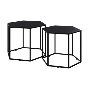 Rendez-Vous Deco Tables basses hexagonales noires en metal (lot de 2) Noir 55x40x48cm