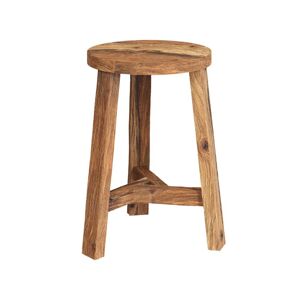 Rendez-Vous Deco Tabouret rond en bois de teck recycle H45 cm Marron 30x45x30cm