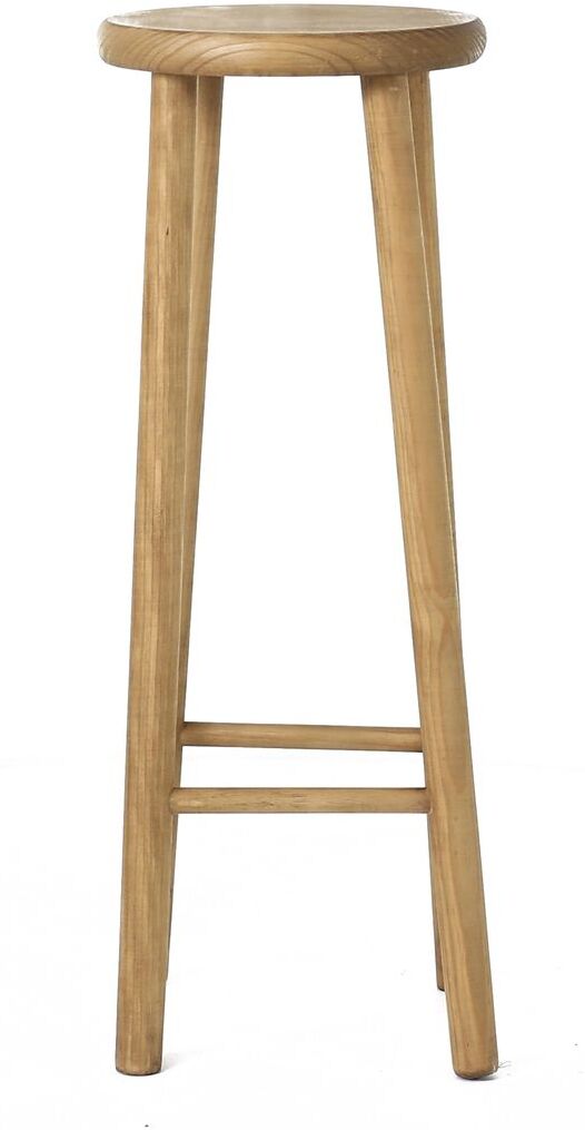 Grenier Alpin Tabouret de bar rond en bois de pin ciré Beige 29x79x29cm