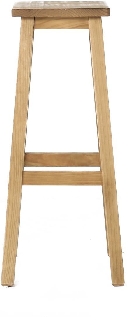 Grenier Alpin Tabouret de bar carré rustique en pin massif ciré Beige 37x79x37cm