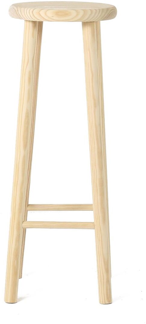 Grenier Alpin Tabouret de bar rond en bois de pin brut Beige 30x79x30cm