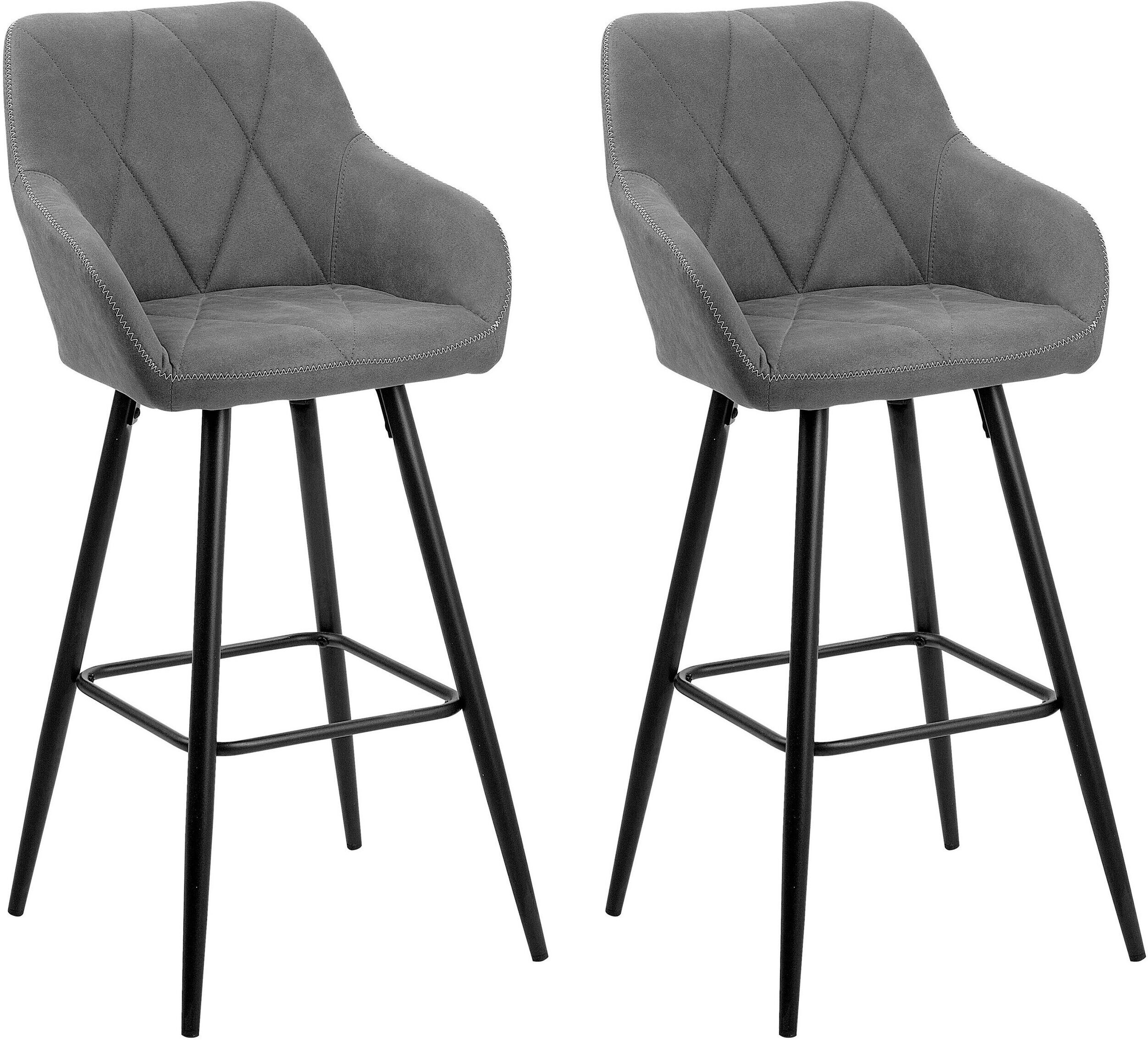 Beliani Lot de 2 chaises de bar grises Gris 44x104x41cm