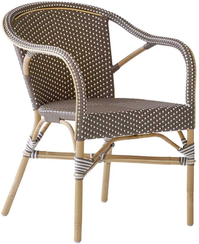 Sika Design Fauteuil empilable en rotin et cappuccino Marron 62x80x60cm